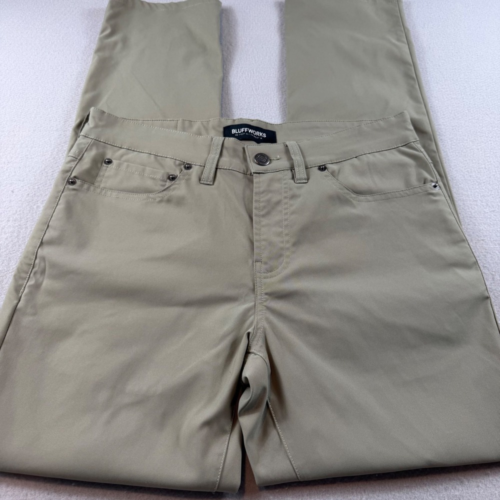 Bluffworks Ascender Pants Mens 29x30 Olive Green Slim Fit Travel Chino